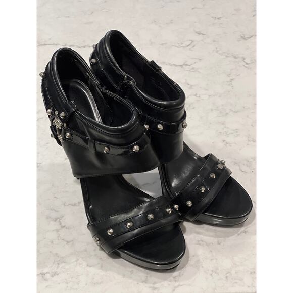 Rocawear Women’s Leather Studded Stiletto Heels Fairy Evening Goth Size 10 Black - Picture 1 of 7